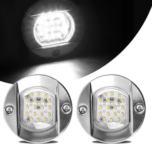 HUSUKU LED Marine Courtesy Lights, 316 Stainless Steel, 18LED IP65 Boat Transom Mount Waterproof Stern/Pontoon Lights 10-36V