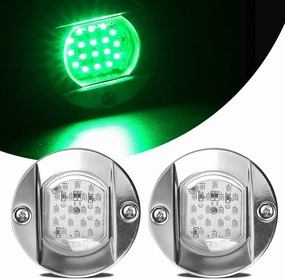 HUSUKU LED Marine Courtesy Lights, 316 Stainless Steel, 18LED IP65 Boat Transom Mount Waterproof Stern/Pontoon Lights 10-36V