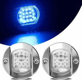 HUSUKU LED Marine Courtesy Lights, 316 Stainless Steel, 18LED IP65 Boat Transom Mount Waterproof Stern/Pontoon Lights 10-36V