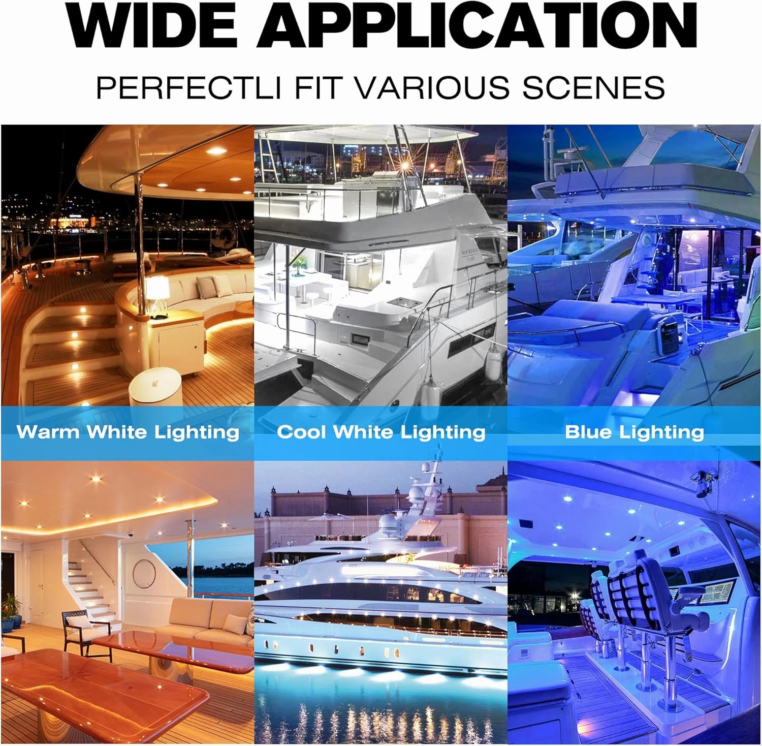 HUSUKU LED Marine Courtesy Lights 4in, SOOP3 P0-2 1800LM 30LED SUS316 Round IP65 Waterproof Boat Transom Interior Lights, Surface Mount for Yacht/Cockpit/Console/Deck/Ceiling/Spotlight (2x Cool White)