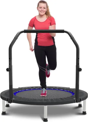 HYD-Parts 40"/48" Mini Trampoline for Adults and Kids Exercise Rebounder with Adjustable Bar Fitness Trampoline Indoor Max Load 330lbs