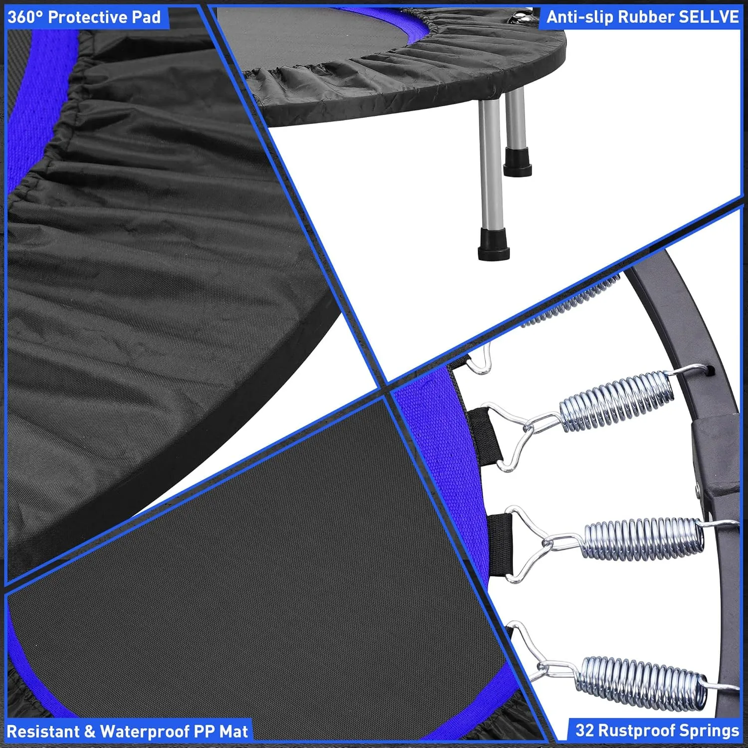 HYD-Parts 40"/48" Mini Trampoline for Adults and Kids Exercise Rebounder with Adjustable Bar Fitness Trampoline Indoor Max Load 330lbs