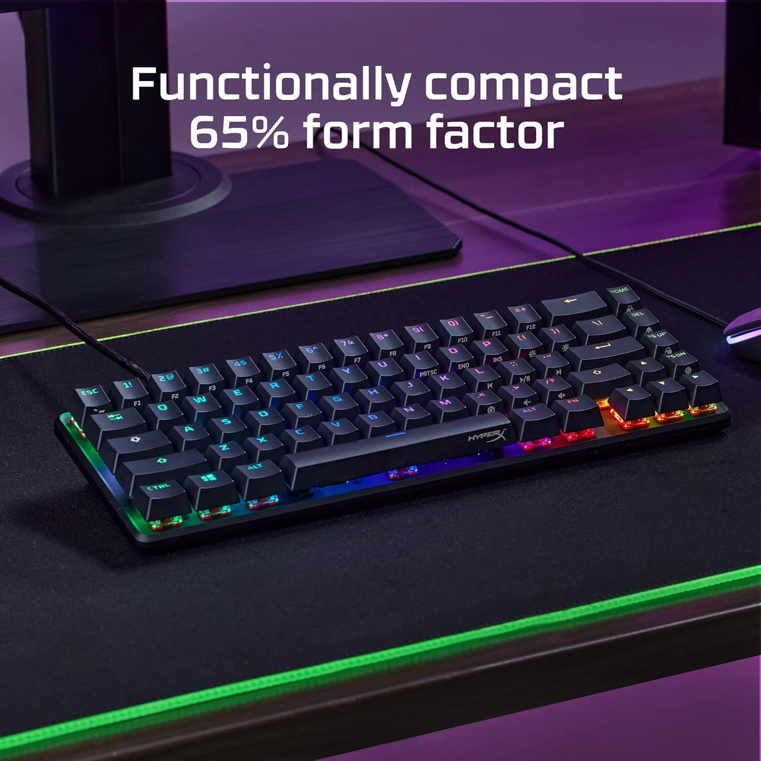 HyperX Alloy Origins 65 - Full Size Mechanical Gaming Keyboard Red Switch RGB LED Backlit Double Shot PBT Keycaps Computer Gamer Wired Linear Keyboard for PC Xbox PlayStation, Black (Renewed)