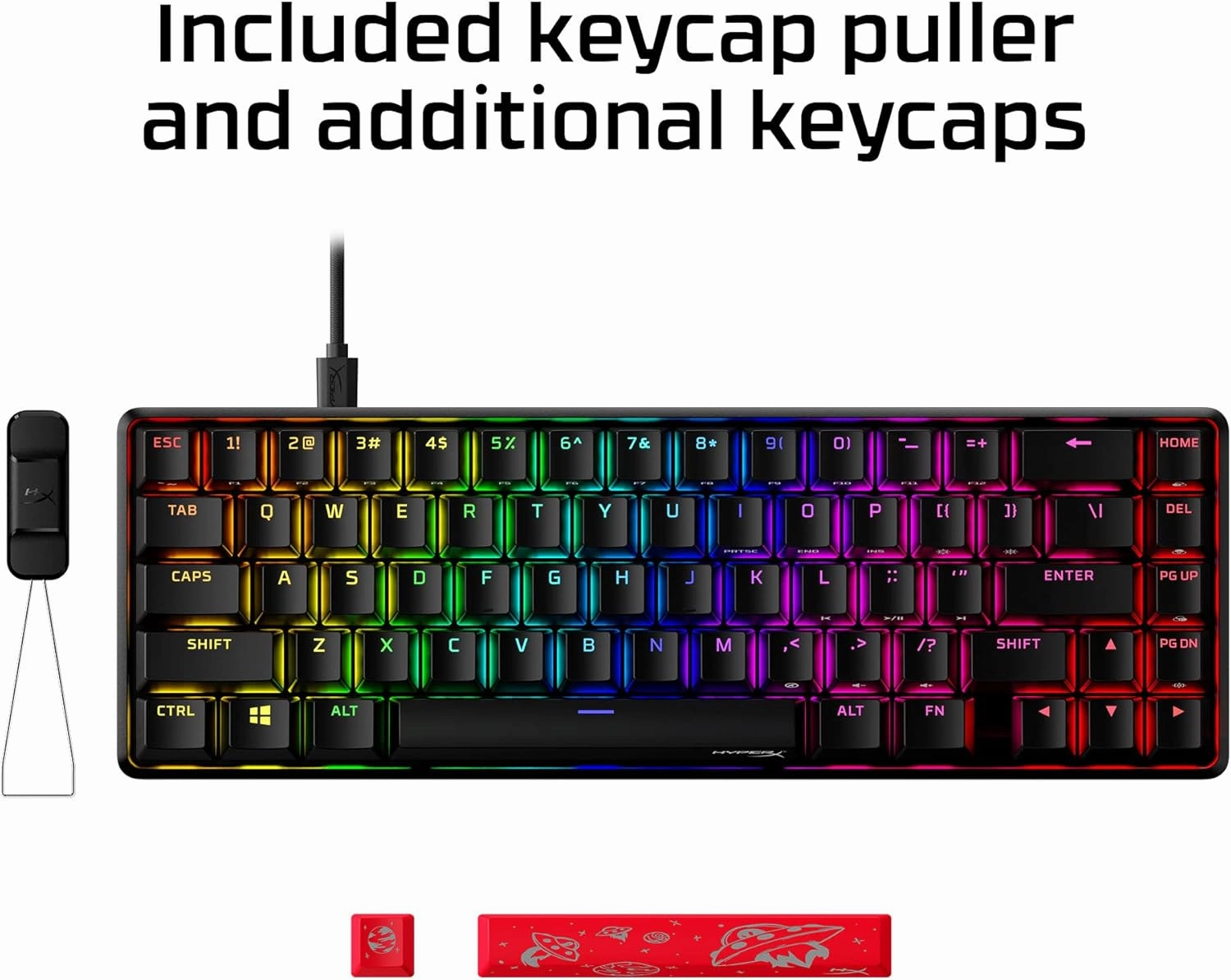 HyperX Alloy Origins 65 - Full Size Mechanical Gaming Keyboard Red Switch RGB LED Backlit Double Shot PBT Keycaps Computer Gamer Wired Linear Keyboard for PC Xbox PlayStation, Black (Renewed)