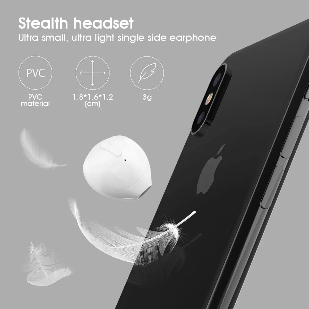Invisible Earbuds Small Bluetooth Earbuds Mini Wireless Discreet Earbud for Music, Home, Work - Single Earbud (Red（Single）)