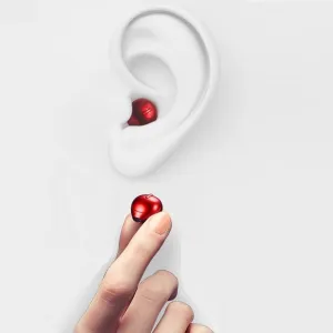 Invisible Earbuds Small Bluetooth Earbuds Mini Wireless Discreet Earbud for Music, Home, Work - Single Earbud (Red（Single）)