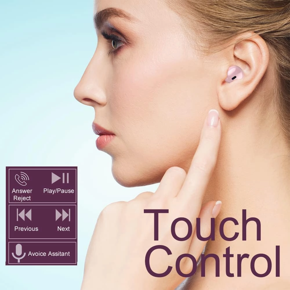 Invisible Wireless Earbuds Bluetooth Mini Size, Semi-in-Ear Ear Buds for Small Ear Canals, Clear Sound for Work, Home, Music, Audiobooks and Podcasts
