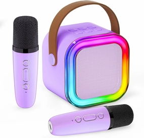 IROO Mini Karaoke Machine for Kids, 2025 TOP Toys Birthday Gifts Ideas for Girls Ages 4, 5, 6, 7, 8, 9, 10, 12  Years Old, Portable MP3 Player with 2 Wireless Mics for Party(Purple)