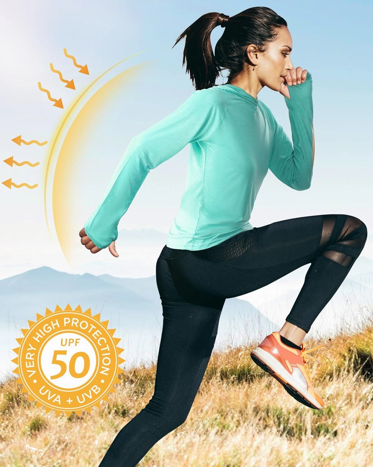 isnowood Womens Long Sleeve Rash Guard, Lightweight UV UPF 50  Sun Protection Shirts, Hiking Outdoor Running Fishing Clothing