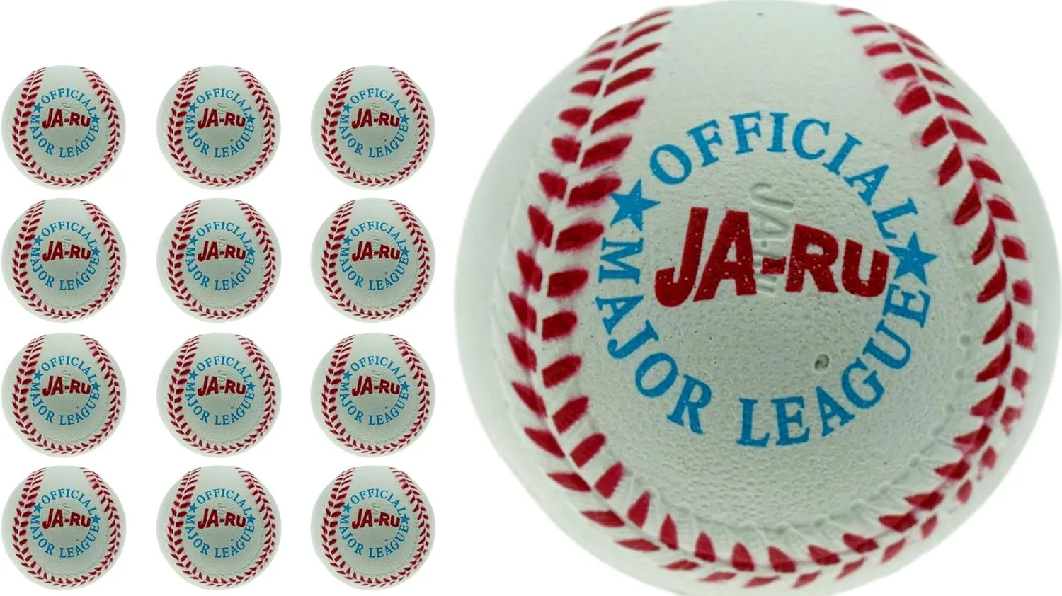JA-RU High Bounce Sponge Balls Rubber Baseballs (12 Units) Bouncy Balls for Kids. Outdoor Sports. Baseball Practice Equipment. Bulk Party Favors, Goodie Bag Stuffers. 987-12p
