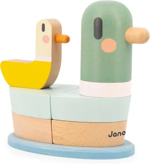 Janod Sweet Cocoon Duck-7x - Wood Stackable Pieces-Early-Learning Game-Develops Fine Motor Skills-12 Months  , J04059, Multicolor