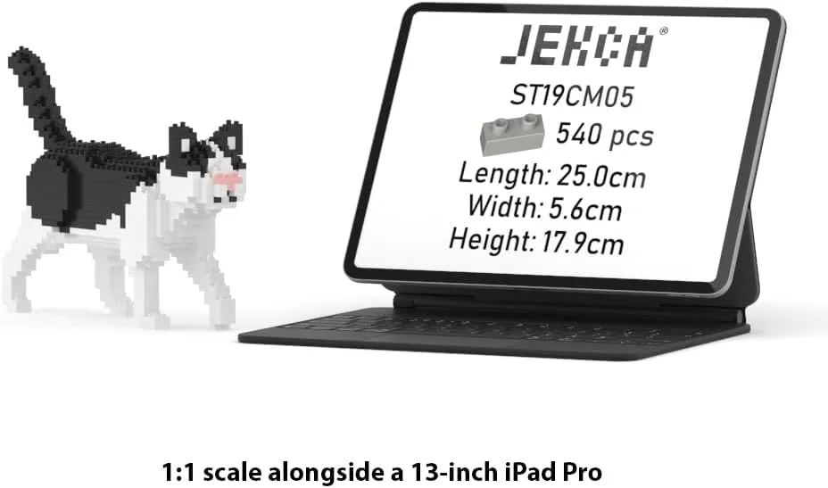 JEKCA Black and White Cat Mini 01S | Mini Cat Plastic Building Blocks | Age 14 