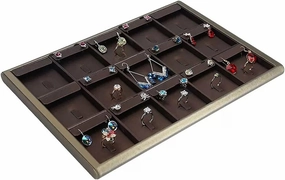 Jewelry Holder Stand 15 Grids Earring Ring Display Trays Stackable Jewelry Trays for Drawers, Leather Jewelry Trays Organizer, Jewelry Storage Display Trays, Earring Ring Organizer Jewelry Display