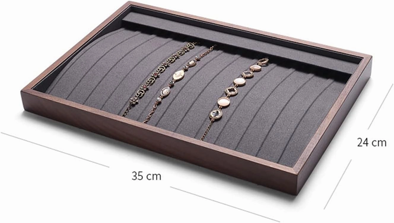 Jewelry Organizer Jewelry Tray for Wooden Bracelet, 12 Velvet Grids Inside, Jewelry Drawer Organizer Tray, Stackable Trays for Rings, Earrings, Bracelets,