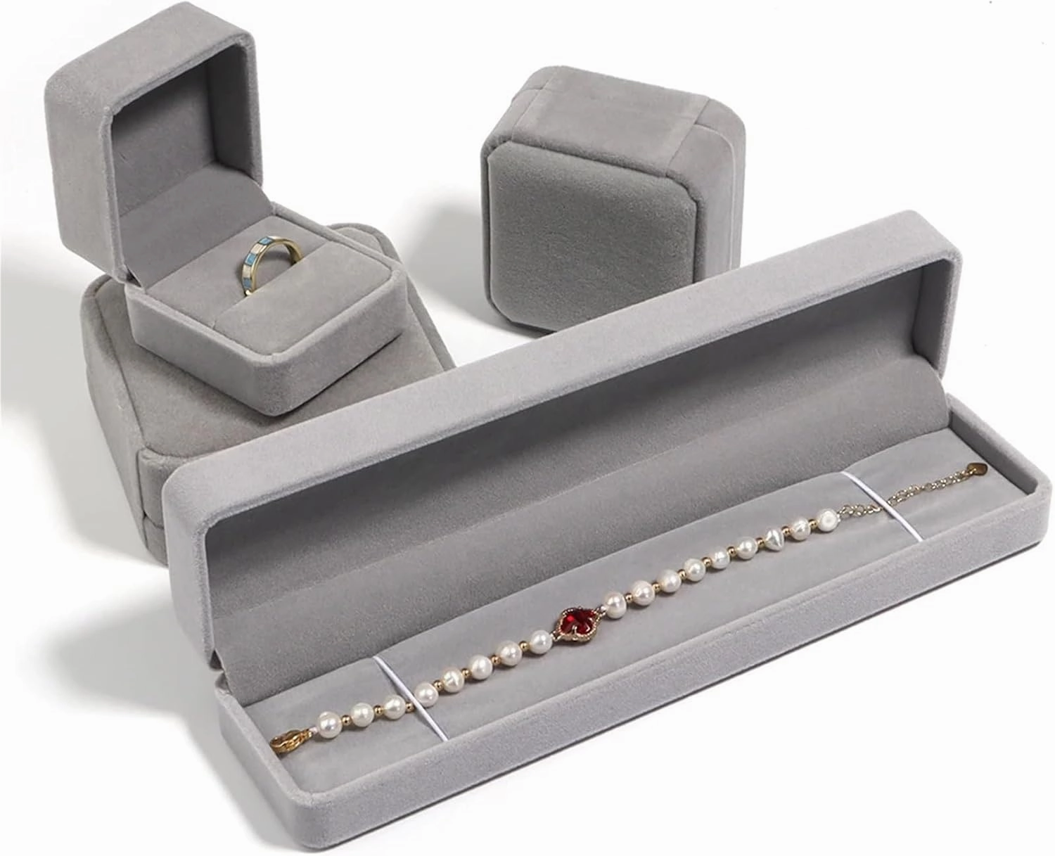 jewelry organizers and storage Velvet Jewelry Box Jewelry Display Case Storage Box Container Present Box For Necklace Bracelets Earrings Containe(9x9x4cm)