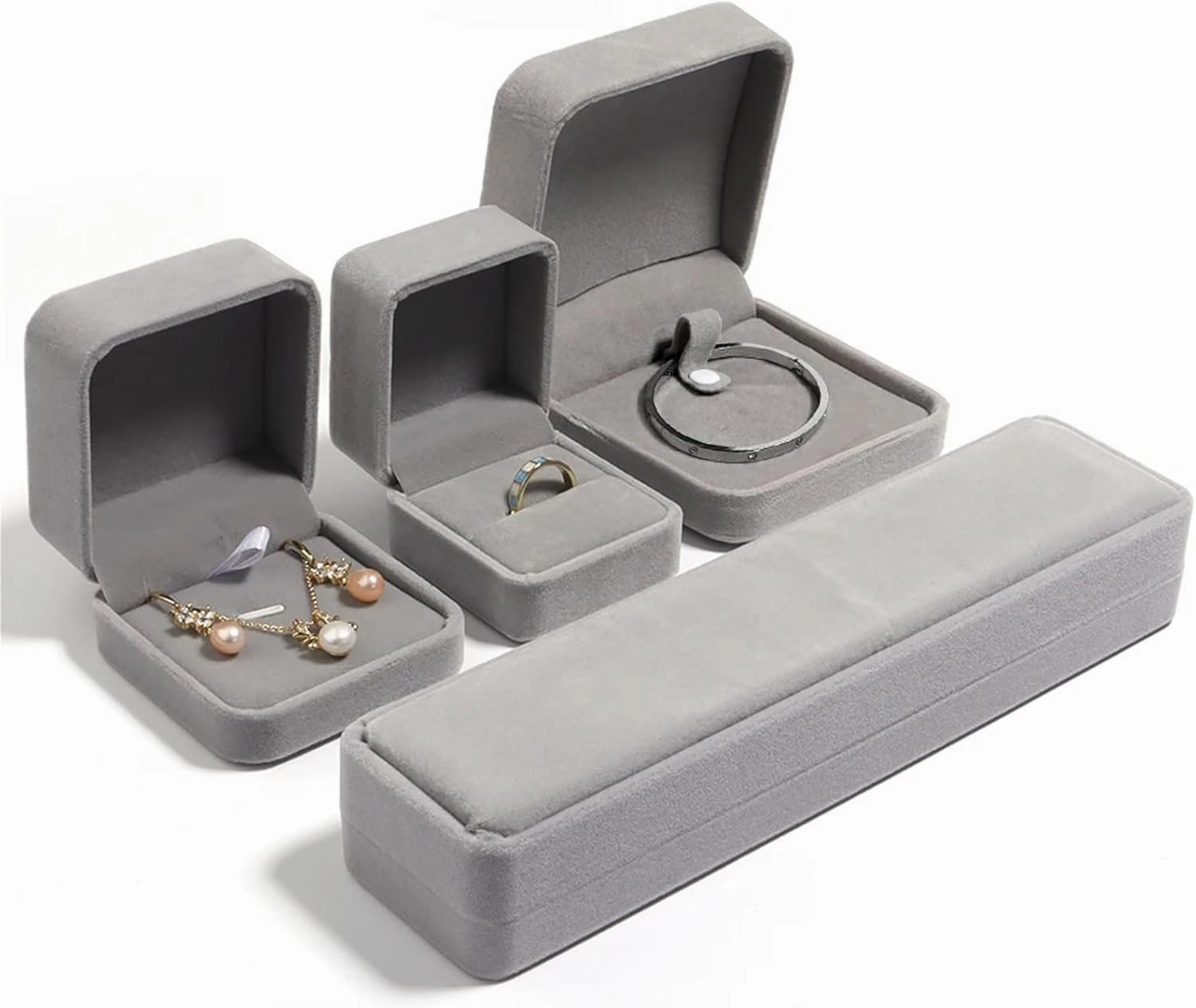 jewelry organizers and storage Velvet Jewelry Box Jewelry Display Case Storage Box Container Present Box For Necklace Bracelets Earrings Containe(9x9x4cm)