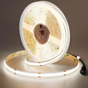 JOYLIT 24V COB LED Strip Lights 16.4ft 4000K Natural White 550LM/FT Super Bright CRI 95 , UL Premium 2400LEDs Dotless Dimmable Adhesive Tape Light 90W for Commercial, Industrial, Residential