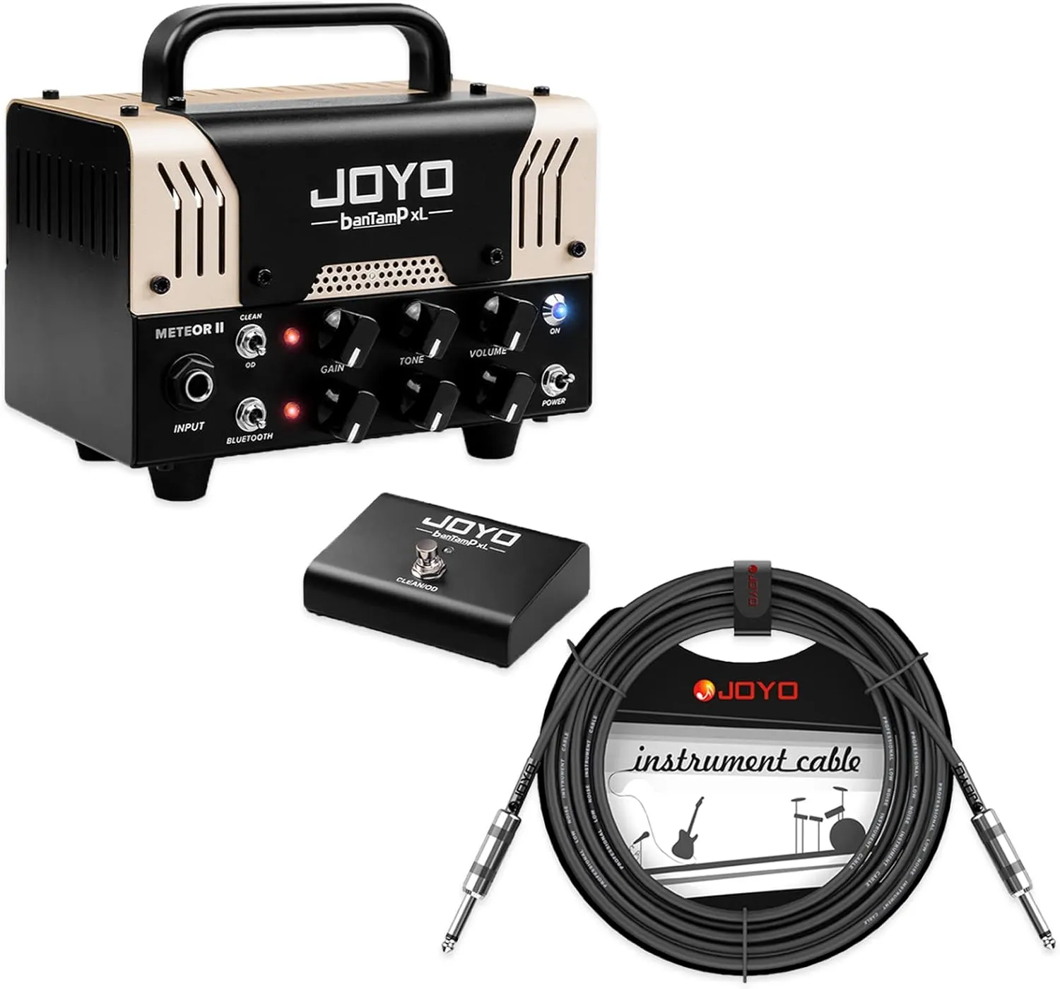 JOYO Meteor II Amplifier Tube Head 20 Watt Preamp Hybrid and CM-04 Professional Audio Instrument Cable