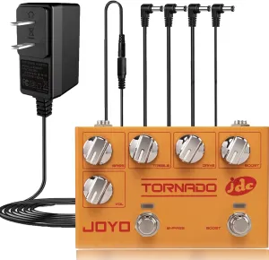 JOYO R-21 Overdrive Dual Channel Guitar Effect Pedal and DC 9V Power Supply (800mA -1A) Adapter