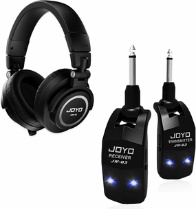 JOYO JW-03 2.4 GHz Wireless Guitar System 4 Channels and JMH-01 Studio Monitor Headphones Wired Noise Isolation Deep Bass