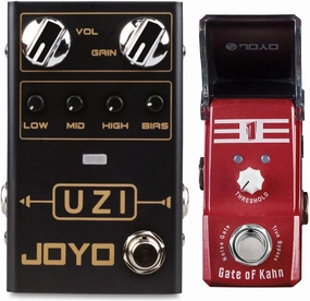 JOYO R-03 UZI R Series Distortion Heavy Metal Pedal Bundle with JF-324 Gate of Kahn Noise Gate Mini Pedal for Electric Guitar Effects