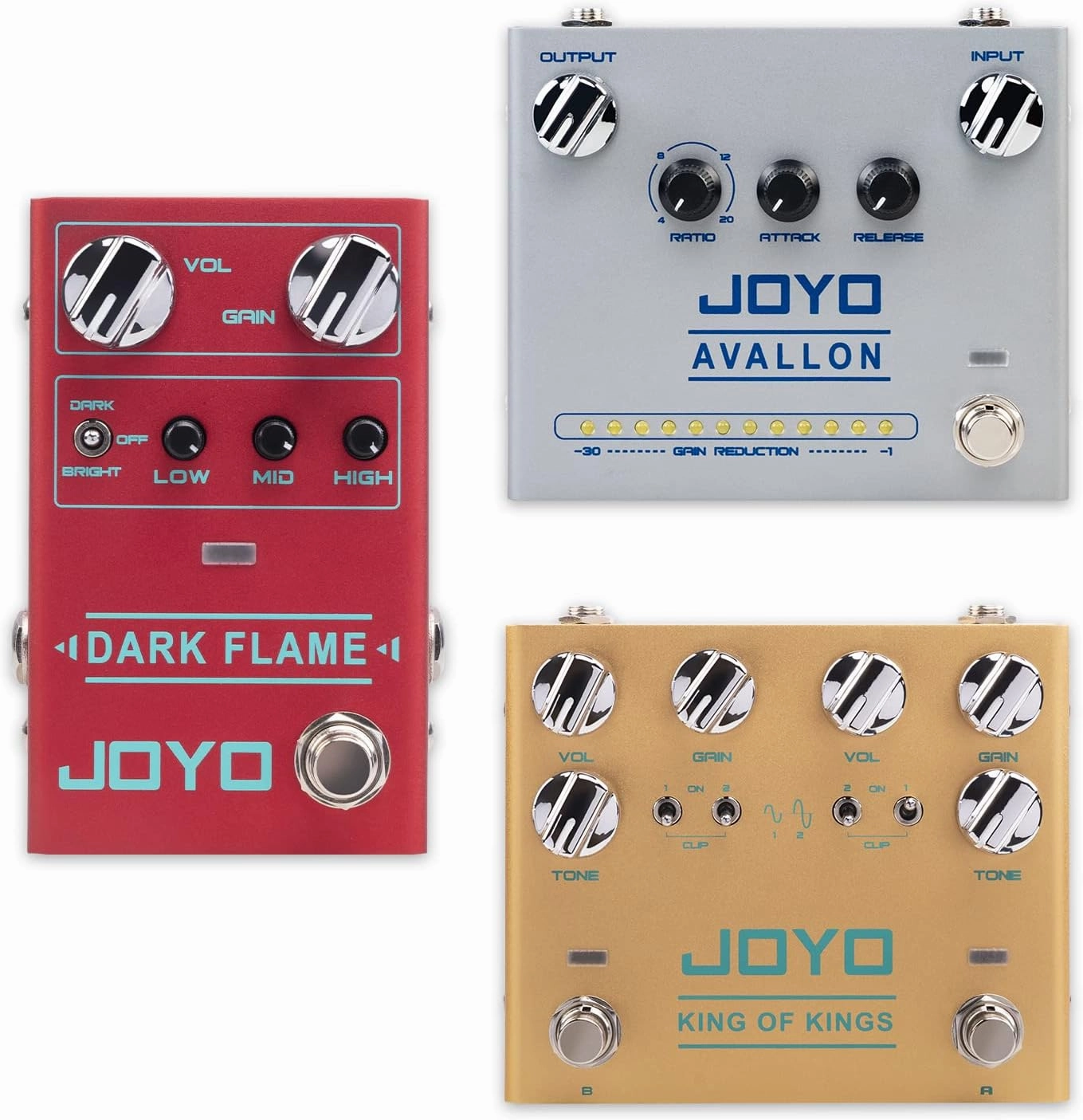 JOYO R-17 Modern Metal Distortion Pedal, R-19 Compressor Pedal and R-20 Overdrive Crunch Pedal Analog Circuit