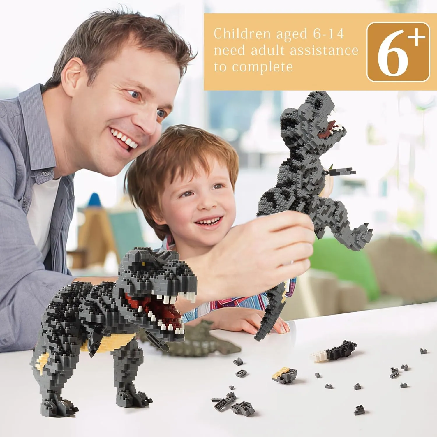 Jurassic Dinosaur Micro Building Blocks, 1530pcs Velociraptor Tyrannosaurus Rex DIY Mini Diamond Blocks Bricks Toy Dinosaur for Boys Age 8-12 9 10 11 12 13 14 15 16 Teens Adults