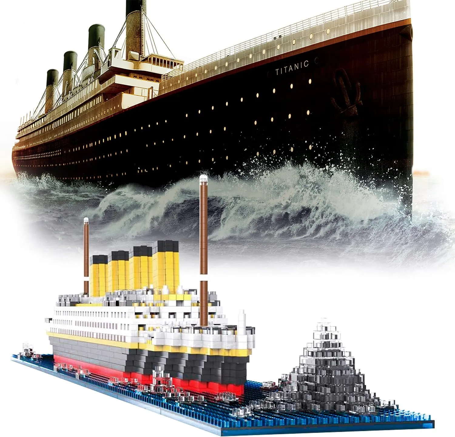 JYFKZK Titanic Ship Micro Mini Building Blocks Set, 1860pcs 3D Titanic Model Building Set Micro Mini Blocks, DIY Bricks Toys Gift for Adults and Kids Age 14 