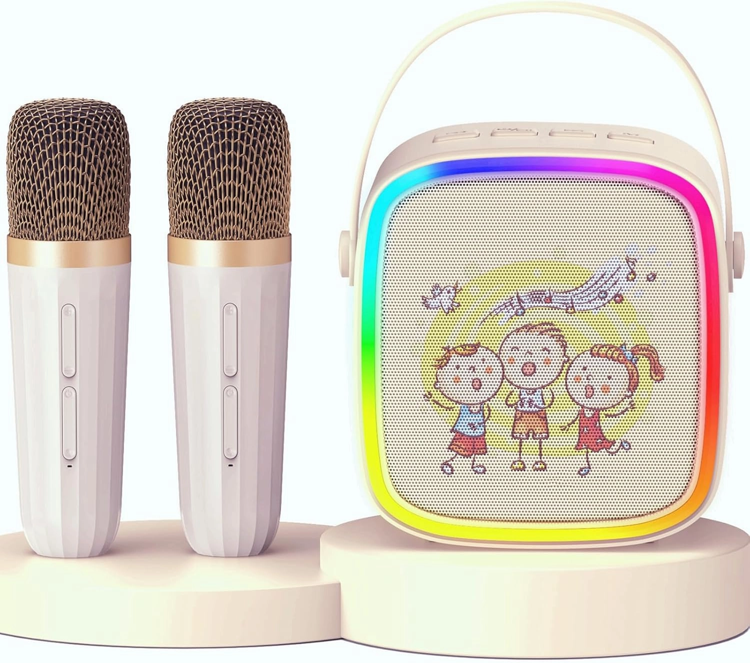 Karaoke Machine for Kids, Mini Karaoke Machine with 2 Microphones & LED Lights for Home Party, Toys for Girls Boys, Family Easter Christmas Birthday Gift for Kids 4 5 6 7 8 9 10 11 12  Years Old