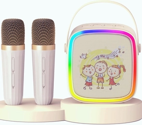 Karaoke Machine for Kids, Mini Karaoke Machine with 2 Microphones & LED Lights for Home Party, Toys for Girls Boys, Family Easter Christmas Birthday Gift for Kids 4 5 6 7 8 9 10 11 12  Years Old