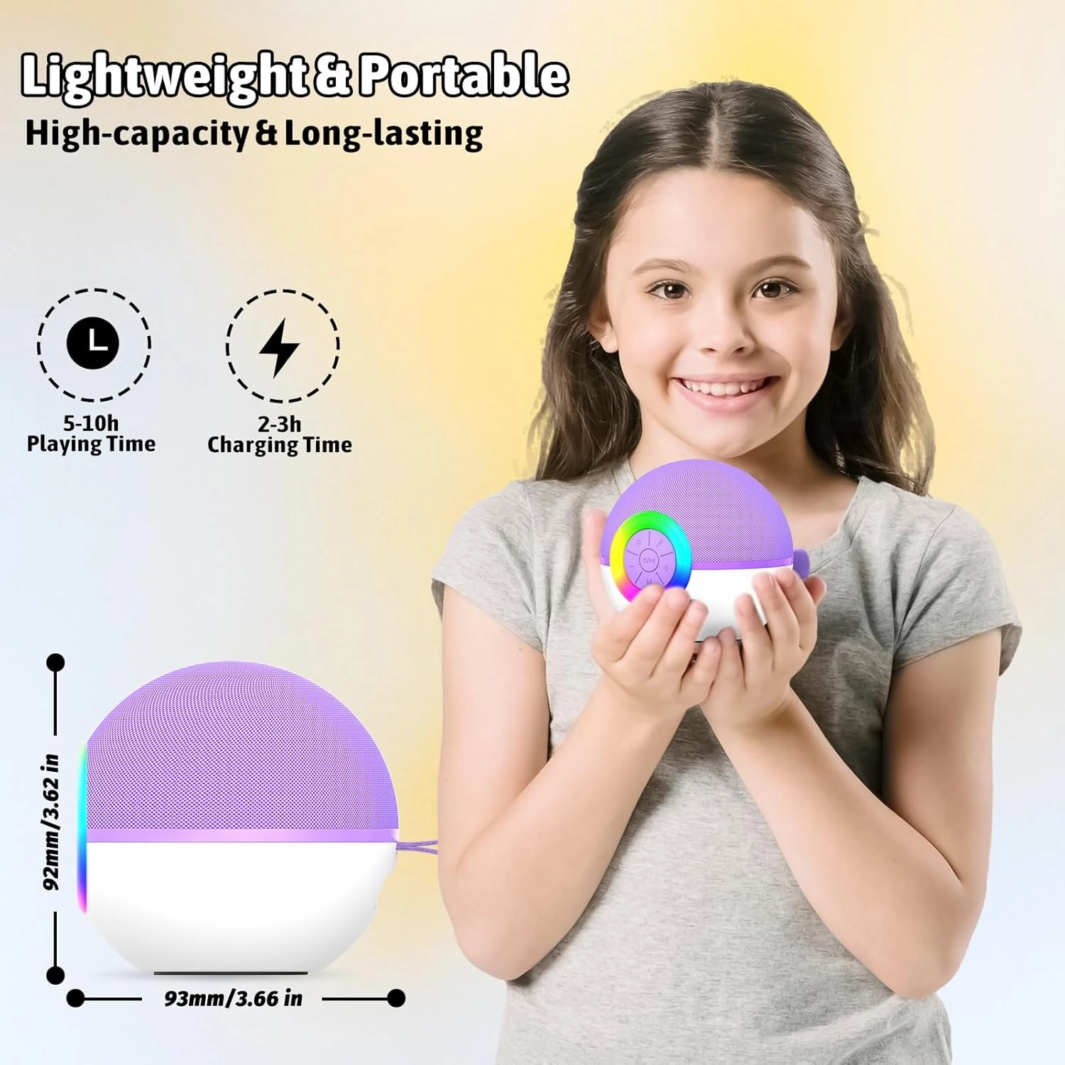 Karaoke Microphone Machine Toys for Kids Adults, Mini Portable Bluetooth Speaker with 2 Wireless Mics, Christmas Birthday Gifts for Boys Girls Ages 3 4 5 6 7 8 9 10 11 12  Year (Purple)