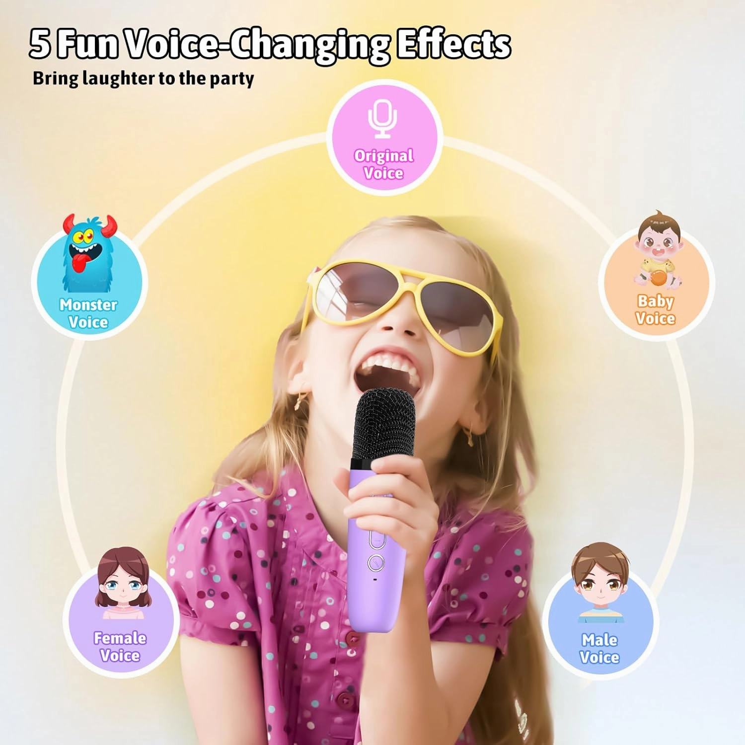 Karaoke Microphone Machine Toys for Kids Adults, Mini Portable Bluetooth Speaker with 2 Wireless Mics, Christmas Birthday Gifts for Boys Girls Ages 3 4 5 6 7 8 9 10 11 12  Year (Purple)