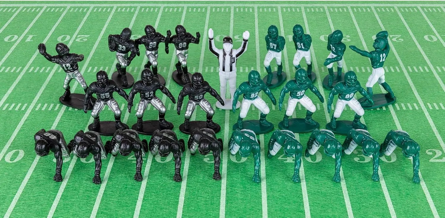 Kaskey Kids Football Guys – Green/Black Inspires Kids Imaginations with Endless Hours of Creative, Open-Ended Play – Includes 2 Teams & Accessories – 28 Pieces in Every Set!