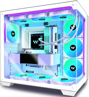 KEDIERS PC CASE ATX 6 PWM ARGB Fans Pre-Installed, Mid-Tower Gaming PC Case, Panoramic Tempered Glass Computer Case with USB3.0,360mm Radiator Support