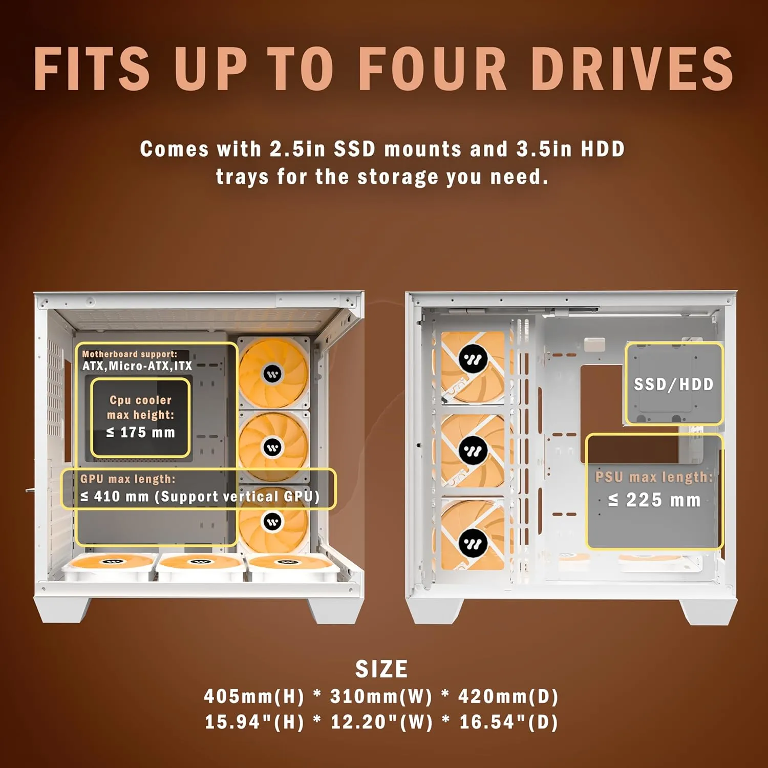 KEDIERS PC CASE ATX 6 PWM ARGB Fans Pre-Installed, Mid-Tower Gaming PC Case, Panoramic Tempered Glass Computer Case with USB3.0,360mm Radiator Support