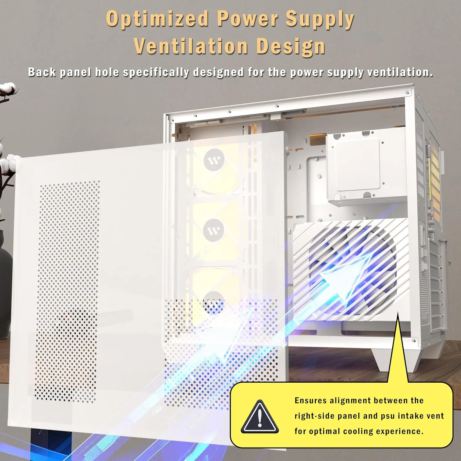 KEDIERS PC CASE ATX 6 PWM ARGB Fans Pre-Installed, Mid-Tower Gaming PC Case, Panoramic Tempered Glass Computer Case with USB3.0,360mm Radiator Support