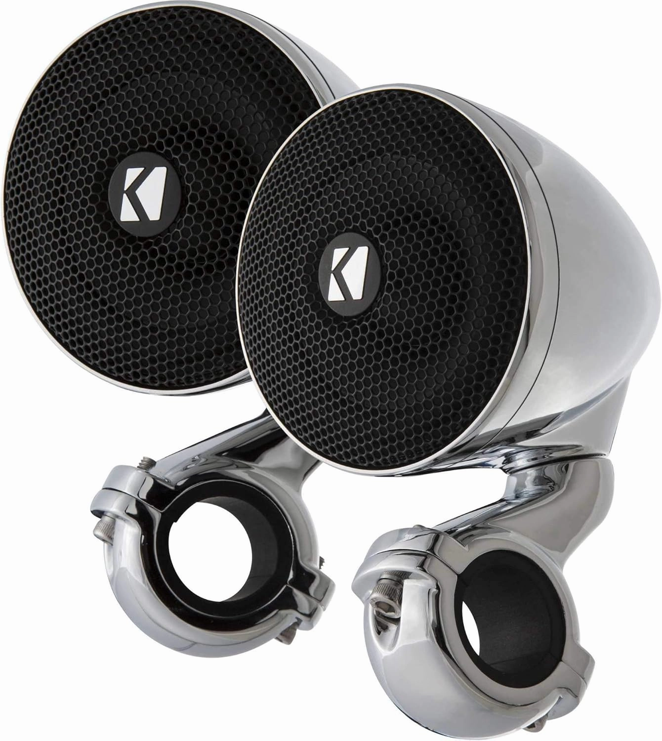 Kicker 47PSM34 PSM 3" Powersports Weather Proof Enclosed Mini System; Chrome; 4-Ohm