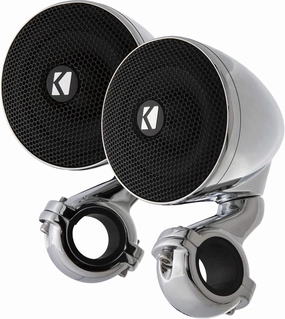 Kicker 47PSM34 PSM 3" Powersports Weather Proof Enclosed Mini System; Chrome; 4-Ohm