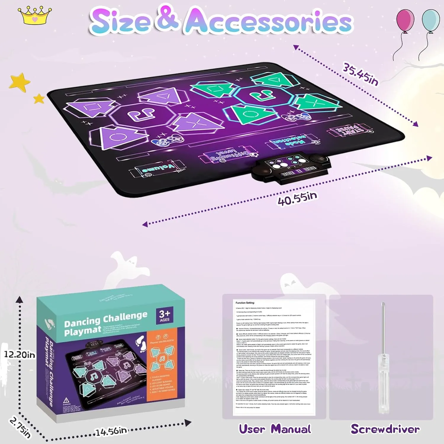 Kids Dance Mat Toys, Double PK Music Dance mat, Dance Pad, Kids Exercise Equipment, Gifts for Children, Double PK Coordination Exercise Dance Blanket, Christmas & Birthday Must-Have