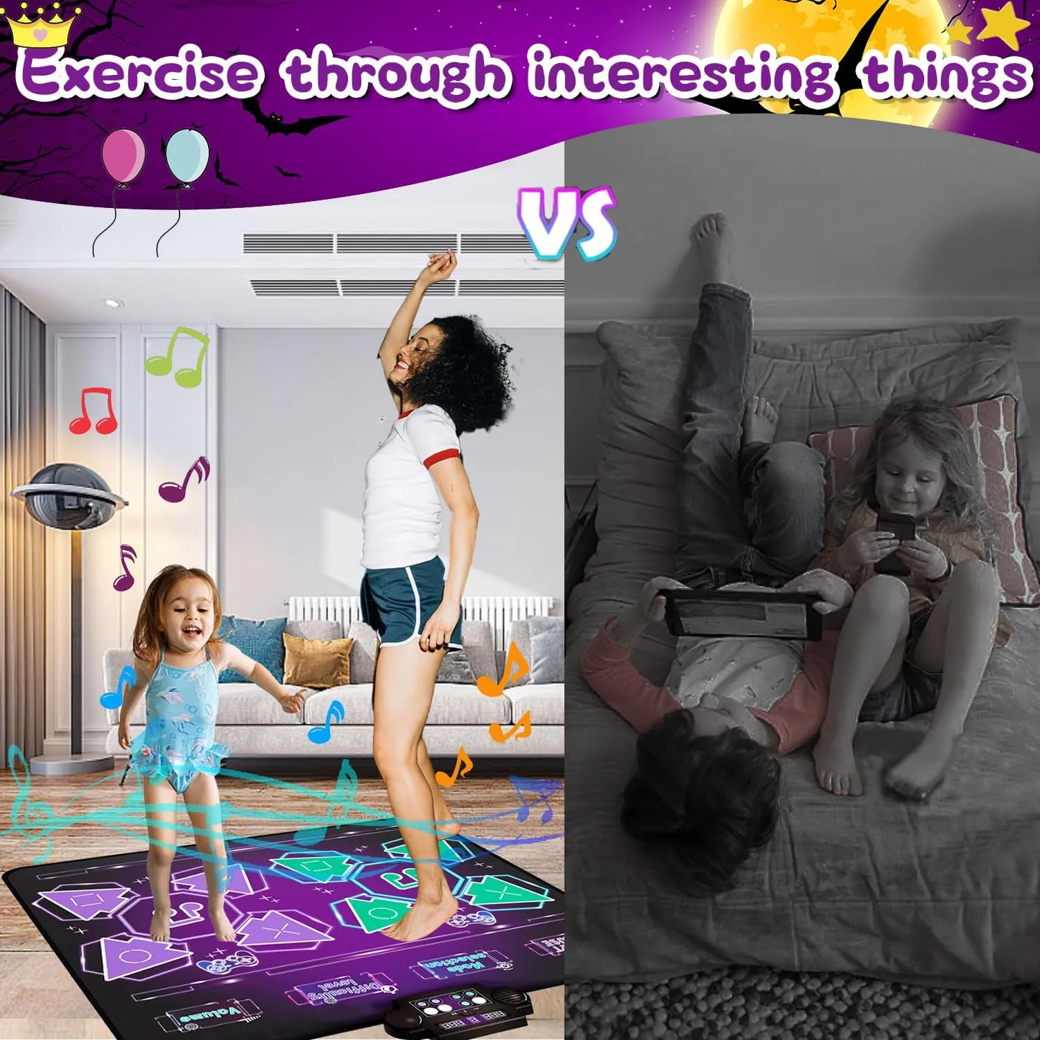 Kids Dance Mat Toys, Double PK Music Dance mat, Dance Pad, Kids Exercise Equipment, Gifts for Children, Double PK Coordination Exercise Dance Blanket, Christmas & Birthday Must-Have
