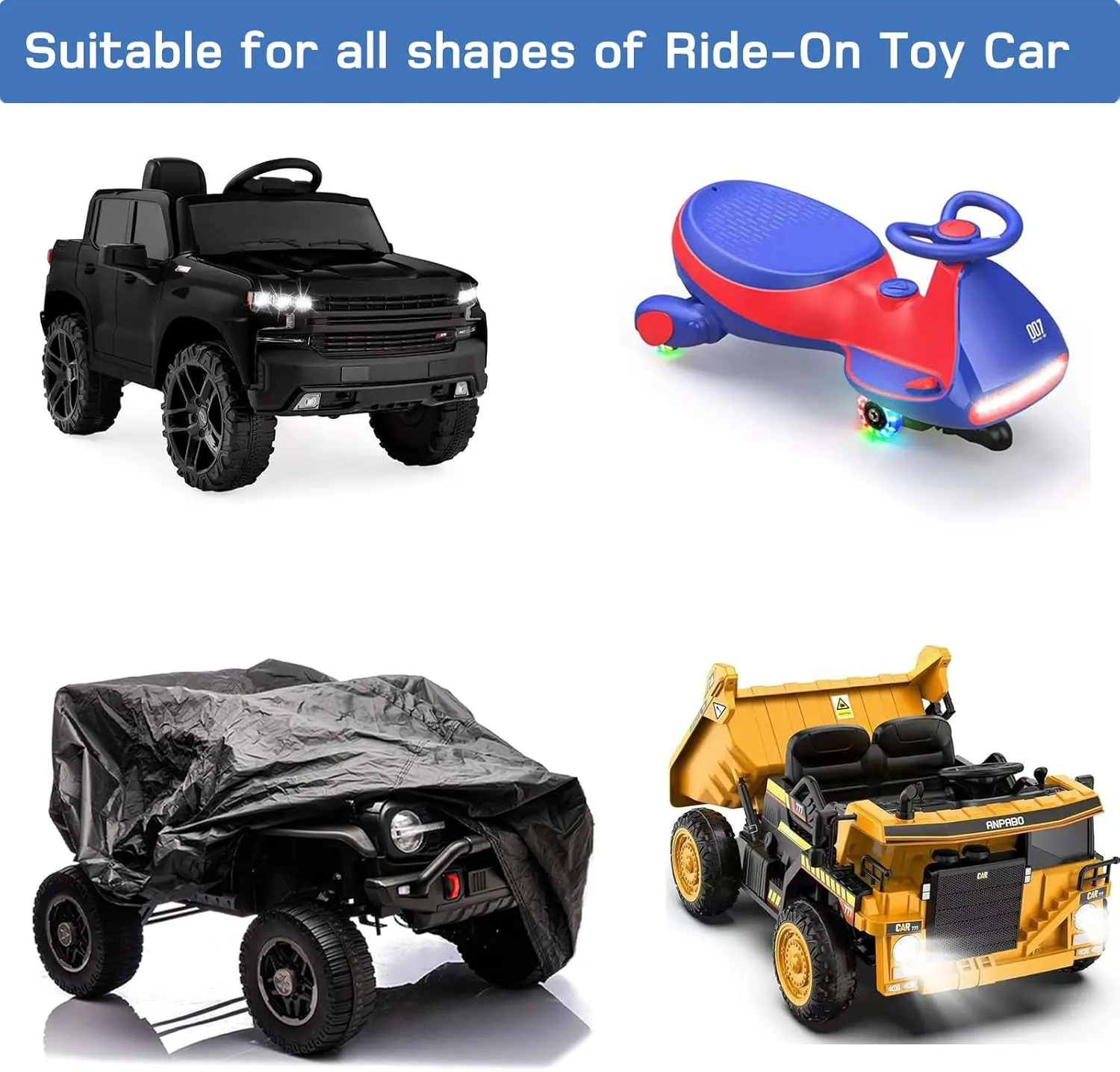 Kids Ride-On Toy Car Cover Waterproof Outdoor Protection for Electric Battery Powered Children Ride-On Vehicles Universal Fit Large Ride-On Truck Toy Car Cover XL
