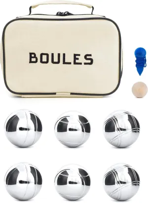 Kikkerland Boules Set Large Action Game, Outdoor, Beach, Lawn Backyard Family Party Games for Adults