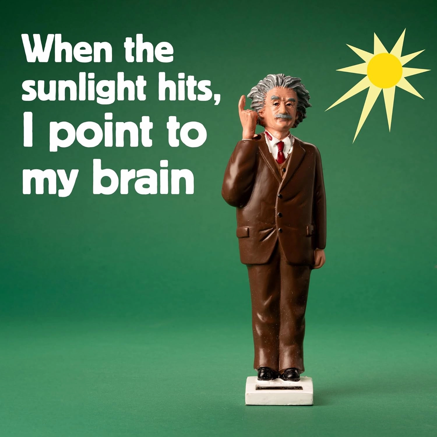 Kikkerland Solar Powered Albert Einstein Figurine: Fun Decor for Home & Kitchen, Office Desk, Garden, Car – Great Novelty Toy Statue, Display Shelf Collectible, Holiday & Birthday Gift