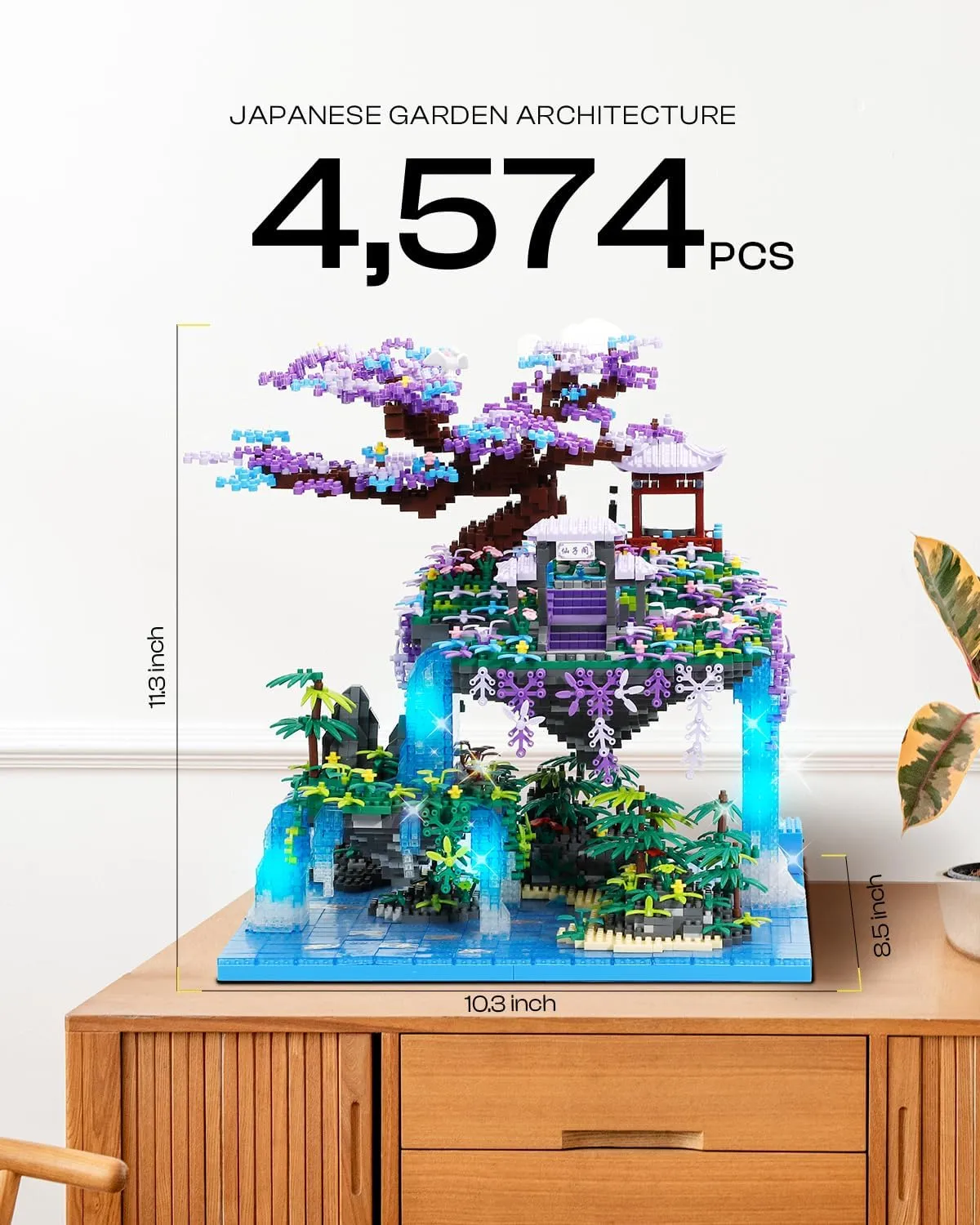 Kimiangel Cherry Blossom Bonsai Tree Set with Lights, Collectible of Japanese Sakura Tree House Model Building Kit, Birthday for Kids Age 14 &Adults Chineses Architecture