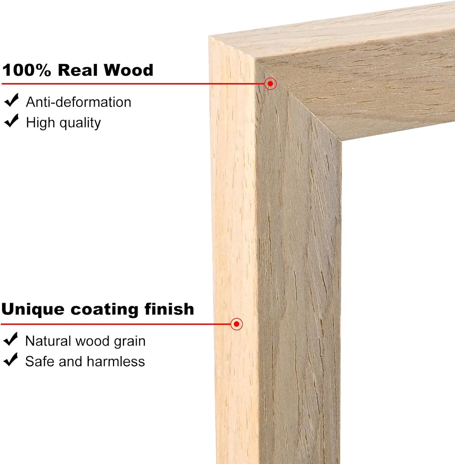 KINLINK 11x14 Picture Frame Natural, Solid Wood Frames 14x11 with Acrylic Plexiglass for Pictures 5x7/8x10 with Mat or 11x14 without Mat, Tabletop and Wall Display Photo Frame Set of 4