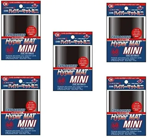 KMC [Black] Card Barrier Hyper Mat Mini Sleeves 60pcs × 5 Sets (5 Packs/Total 300 Sheets) from Japan