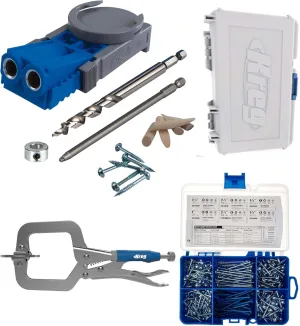 Kreg Jig R3 Master System with Starter Screw Kit & Classic 2" Face Clamp - Clamps for Woodworking - Premium Wood Clamps for Woodworking