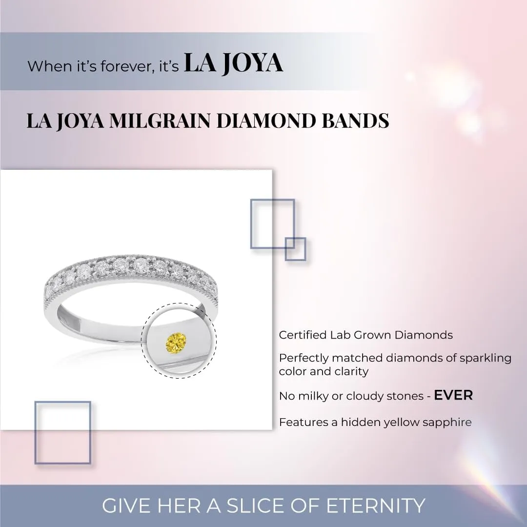 Lab Grown Diamond Wedding Bands for Women | 10K Yellow, White and Rose Gold Certified 1/10-1/2 Carat Milgrain Diamond Anniversary Bands, Promise Rings and Stackable Bands