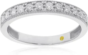 Lab Grown Diamond Wedding Bands for Women | 10K Yellow, White and Rose Gold Certified 1/10-1/2 Carat Milgrain Diamond Anniversary Bands, Promise Rings and Stackable Bands