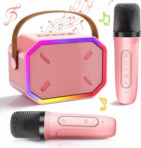 Laradola Karaoke Machine for Kids: Portable Bluetooth Mini Karaoke Machine with 2 Microphones - Chritmas Birthday Speaker Toys Gifts for Girls for 3 4 5 6 7 8 9 10 12  Year Old